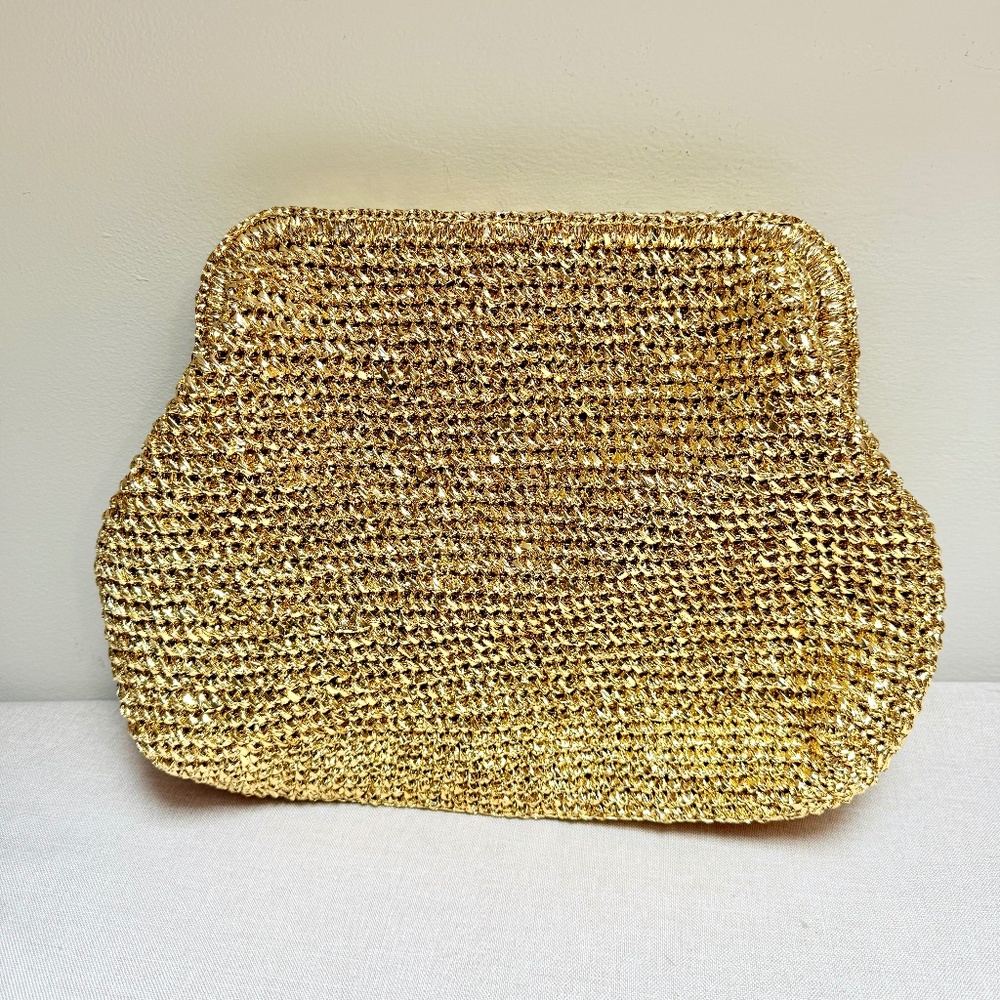 Seom Gold Woven Clutch - Elegant Evening Bag